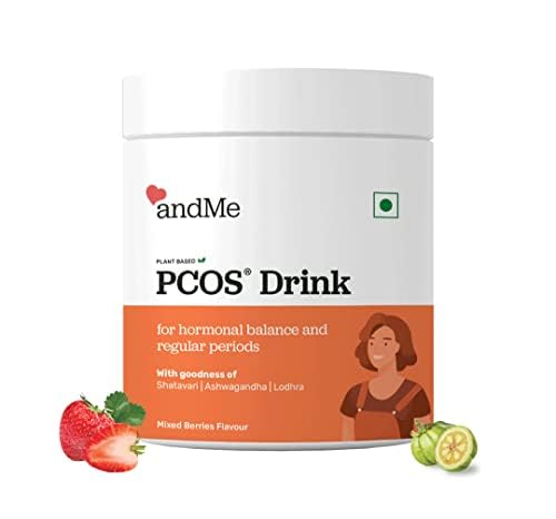 Andme PCOS powder drink for irregular periods, hormonal imbalance | AndMe-Smart Green Plant Based Iron Capsules 60N combo