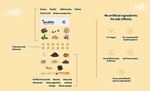 andMe Period Chocolate Sugar Free with Amaranth, Ashwagandha, Rich Cocoa, Vegan with Crunchy Fruit and Flavour for Women - Pack of 1 (6 Bites, 48 Gms)