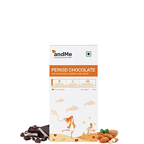 andMe Period Chocolate Sugar Free with Amaranth, Ashwagandha, Rich Cocoa, Vegan with Crunchy Fruit and Flavour for Women - Pack of 1 (6 Bites, 48 Gms)