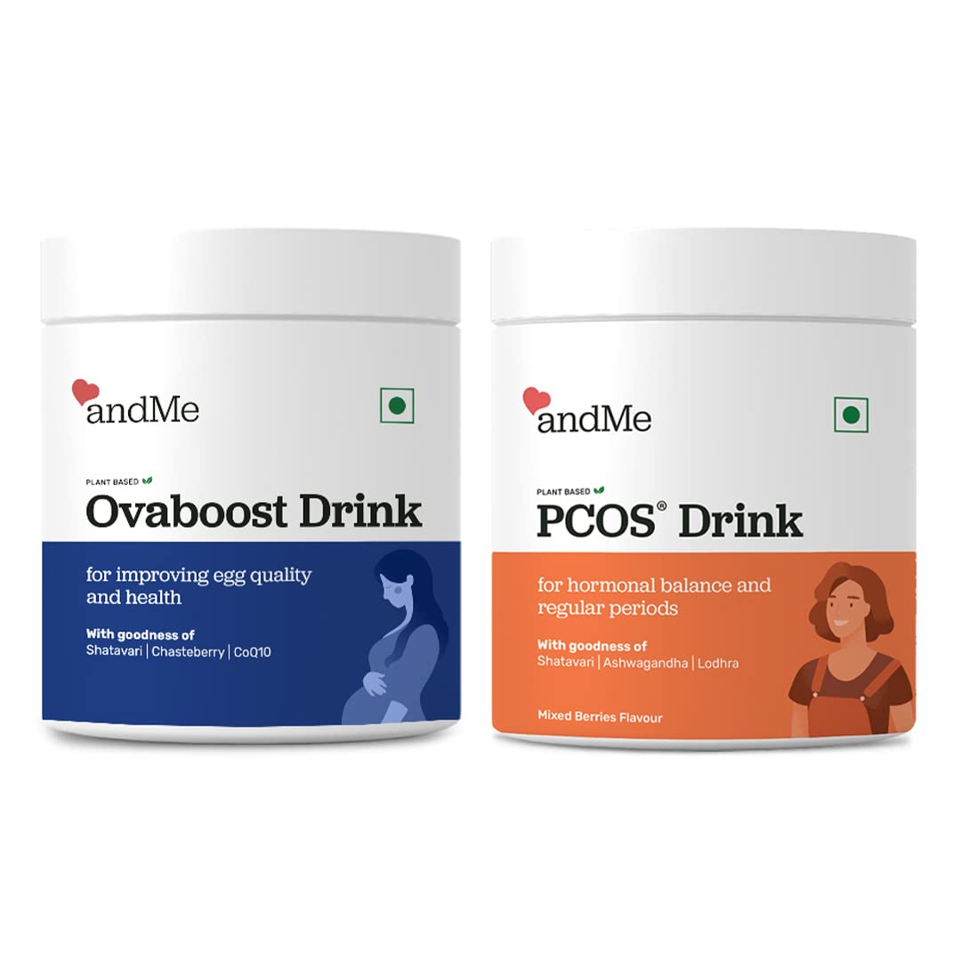 andMe combo of PCOS Supplement | PCOD Drink for PCOS Treatment & Cure and OvaBoost - Plant-based drink with prenatal vitamins