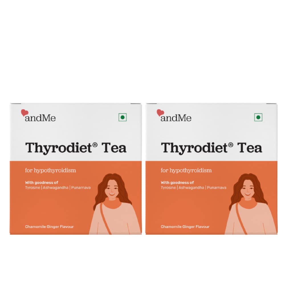 andMe Thyroid Tea for Hypothyroidism- Restore healthy T3, T4 levels, Manages Weight, stress and sleep, Green Tea and Multivitamins (Thyroid Tea, Pack of 2, 60 Tea Bags, 150 gms)