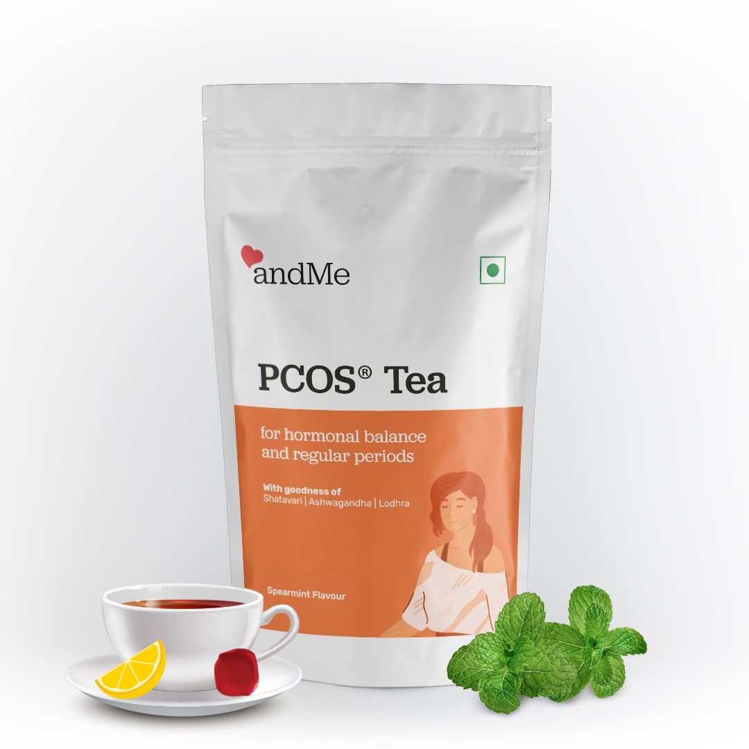 andMe Spearmint Tea for PCOS helps to Balance Hormones, Manage Weight, Regularize Periods. Made with Shatavari, Lodhra, Green Tea, Garcinia Cambogia and Multivitamins (Spearmint Flavor, 15 Tea Bags)
