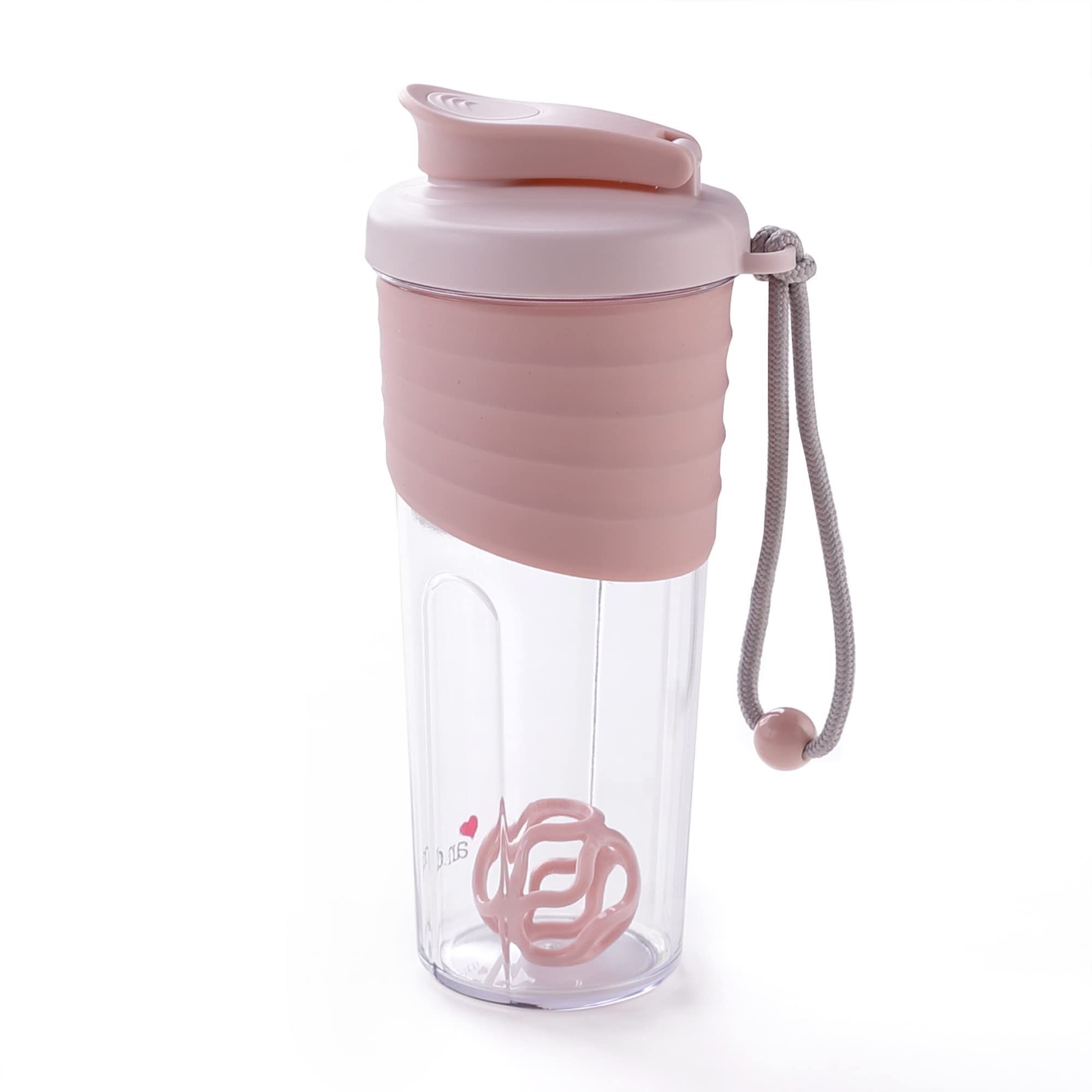 & ME andMe Protein Shaker Bottle - 700 ml with silicone sleeve| Shaker for Pre-Post Workout Supplement Protein Shake Gym Sipper (Pink Color)