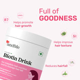 andMe Biotin Plant Based for Hair Growth, Vegan with 7 Unique Herbal Extracts, Amino Acids, Omega 3, Hair Vitamins, DHT Blocker (150gm, Pomegranate Flavour)