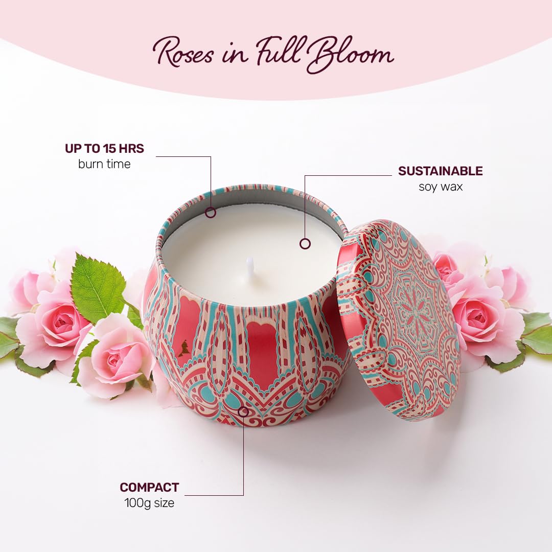 Andme-Tin Candle Jar with Soy Wax - Rose