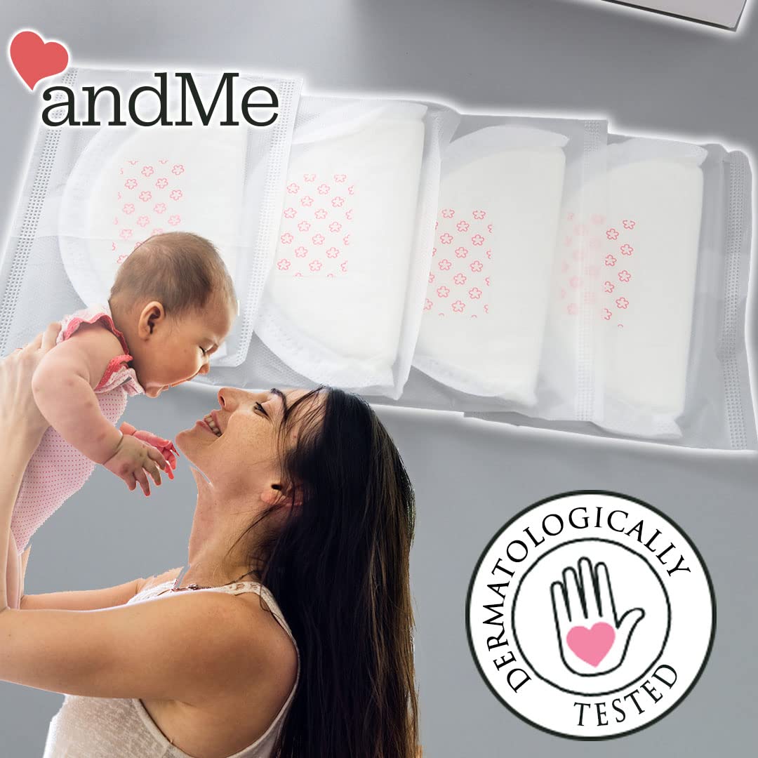 andMe Disposable Breast Pads For Feeding Mothers - 42 pieces | Premium Ultra Thin Breathable Fabric | Soft Inner Lining For Enhanced Comfort | Invisible Fit | Super Absorbent | Waterproof with Overnight Leak Protection
