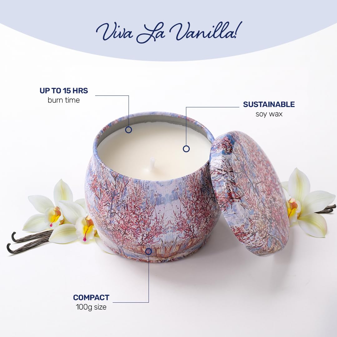 Andme-Tin Candle Jar with Soy Wax - Vanilla| Serenity in Every Scent | Eco-Friendly Luxury for Homes | Captivating Aromas | Blissful Fragrances | Scented Candles for Home Décor & Gifting